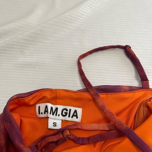 I.AM.GIA Collette Jumpsuit Rust Tie Dye Bodycon Camo Flattering Size Small - Picture 5 of 7